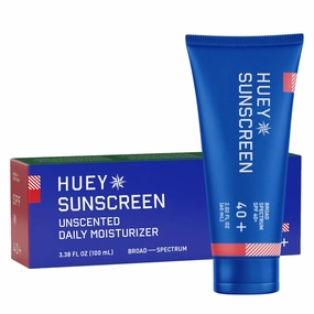 Huey Mineral Sunscreen for Face & Body, SPF 40, Travel Size, Daily Moisturizer with Zinc Oxide, Unscented, Sensitive Skin, Oil Free, 2.02 oz