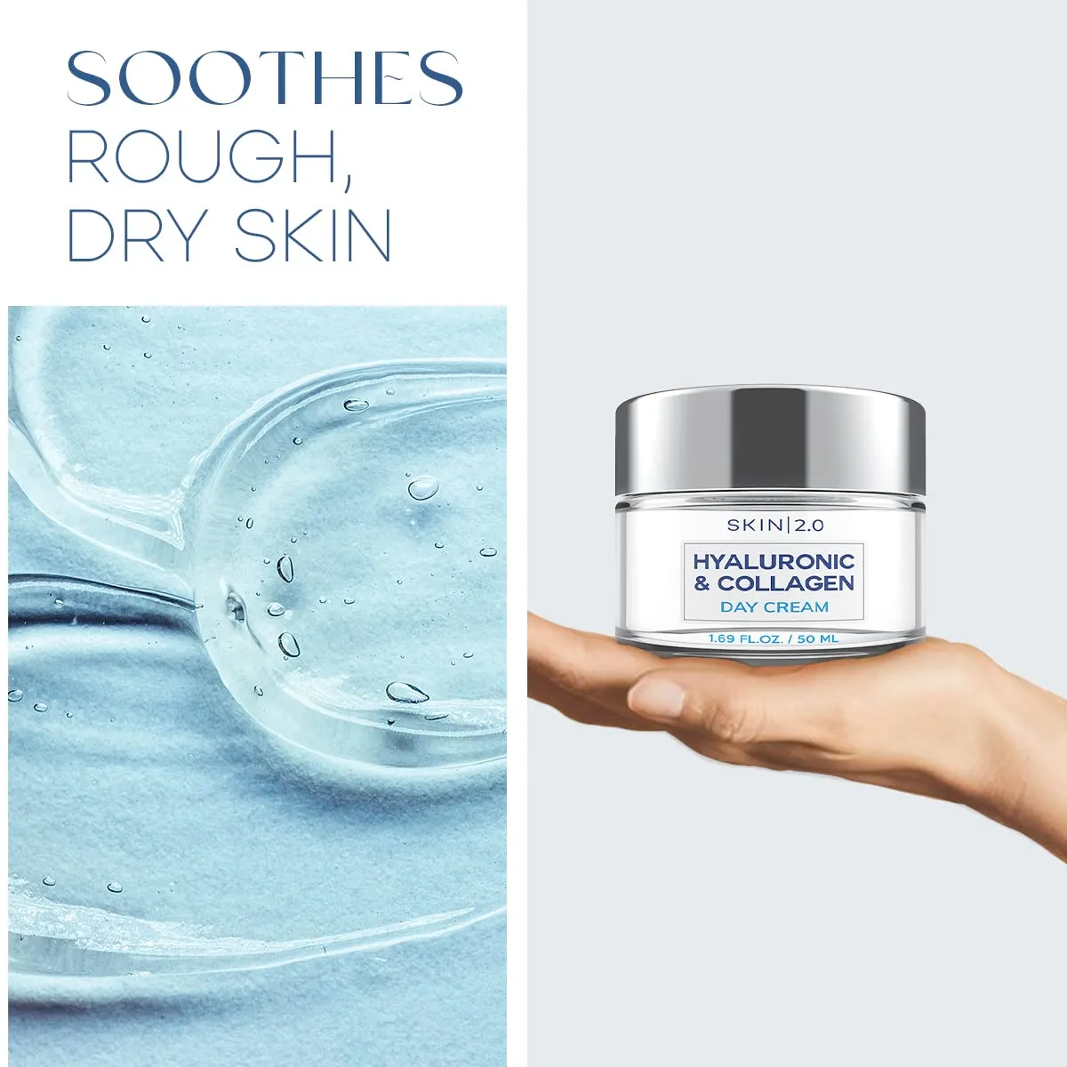 Hyaluronic Acid & Collagen Day & Night Face Moisturizer - Dermatologist Tested, Hydrating, Anti-Aging, Clean Beauty, Cruelty-Free, Korean Skincare for All Skin Types - 1.69 Fl oz (2-Pack)