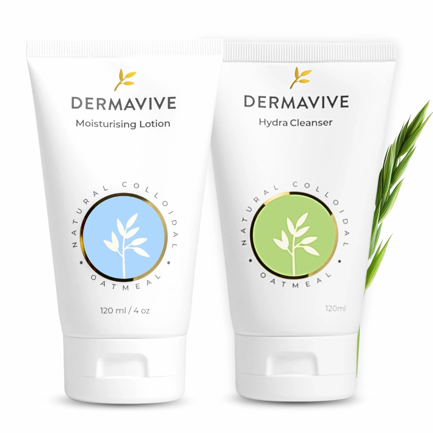 Hydrating Cleanser & Moisturizer Bundle with Vitamin E & Colloidal Oatmeal – Gentle Soap-Free Facial Cleanser   pH-Balanced Face & Body Lotion – For Dry, Sensitive Skin – 120ml Each