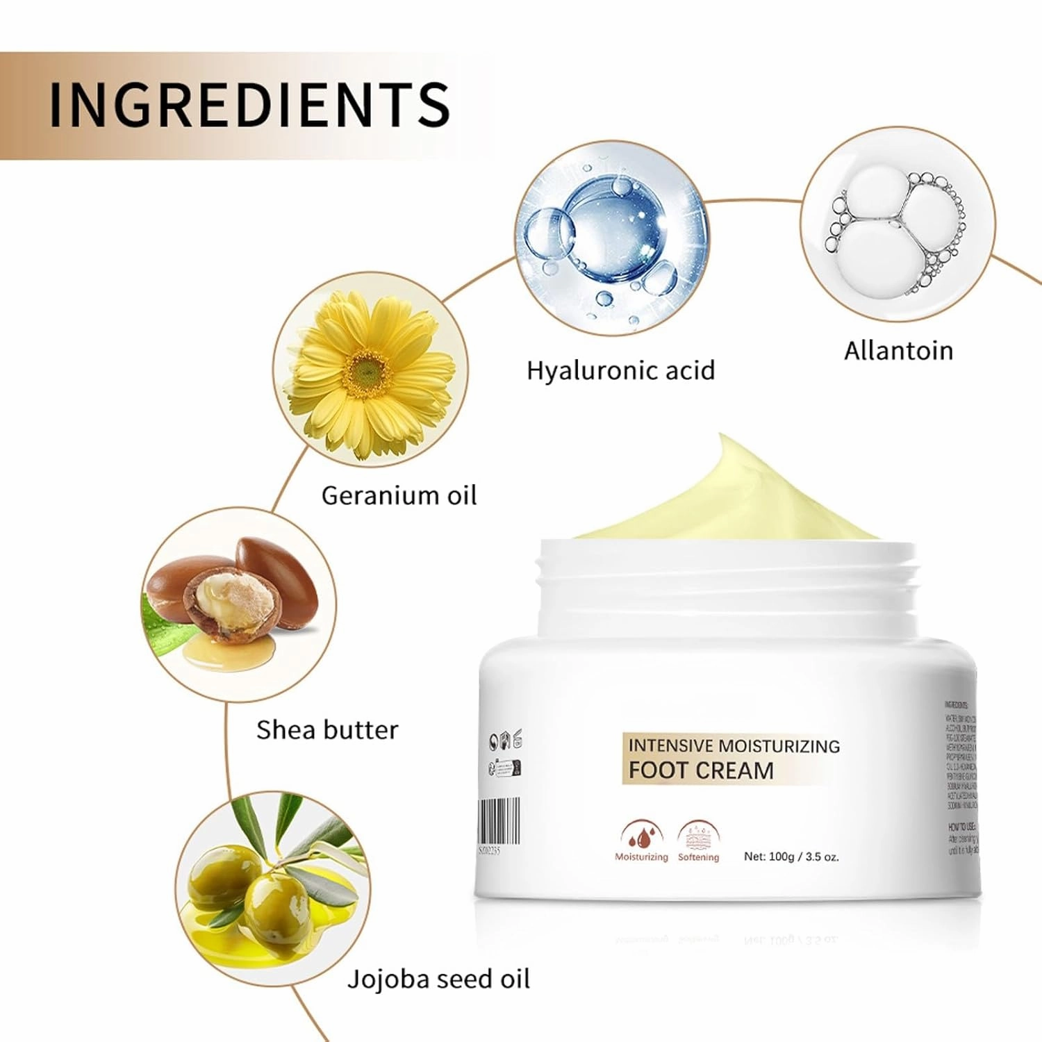 Hydrating Foot Cream, Heel Balm for Dry Cracked Feet, Intensive Foot Lotion with Shea Butter & Jojoba Oil for Cracked Heel Care, Foot Cream for Women Men Adult Teens (3pcs, 3.5 Oz)