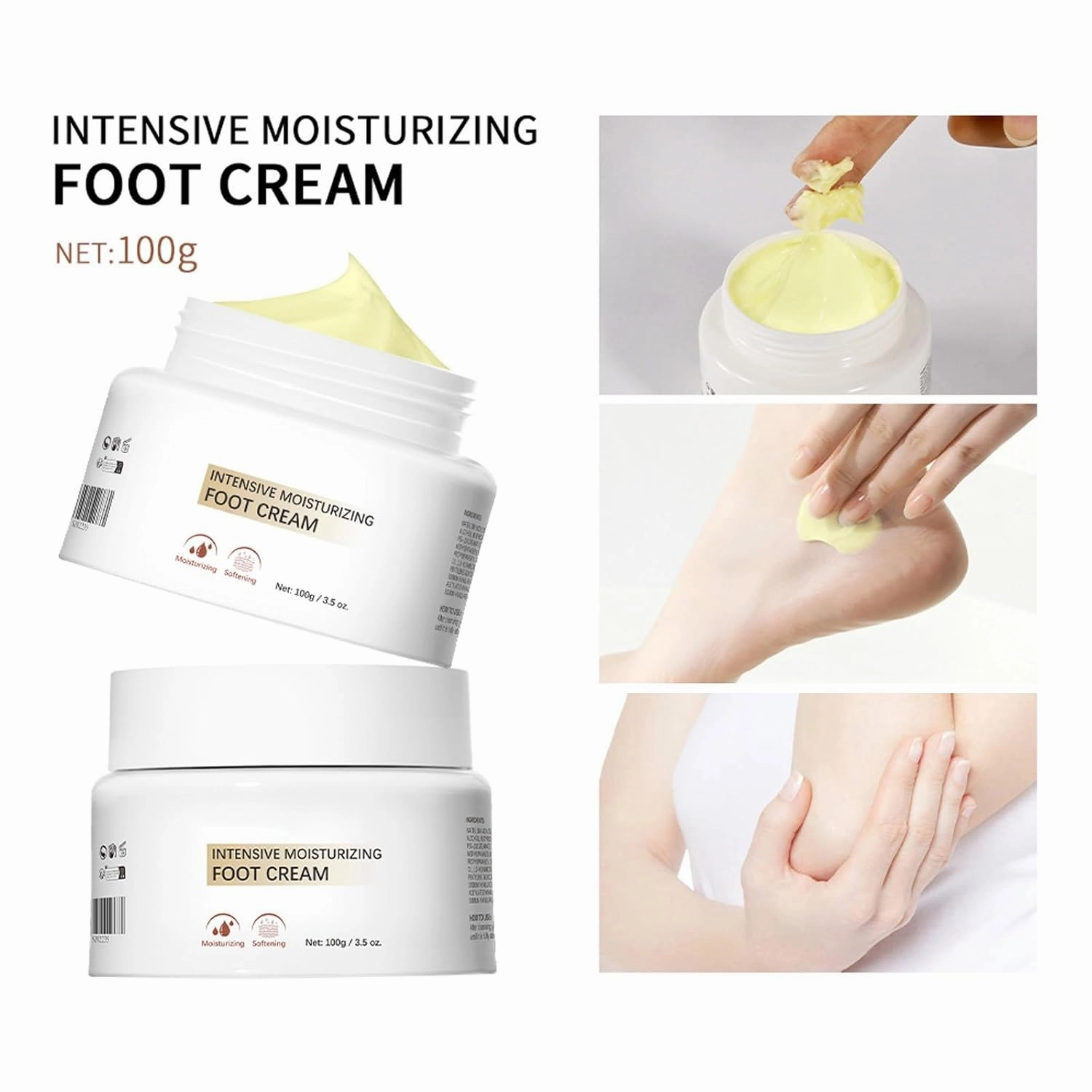 Hydrating Foot Cream, Heel Balm for Dry Cracked Feet, Intensive Foot Lotion with Shea Butter & Jojoba Oil for Cracked Heel Care, Foot Cream for Women Men Adult Teens (3pcs, 3.5 Oz)