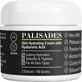 Hydrating Skin Cream with Hyaluronic Acid - Moisturizing & Anti-Aging Face Cream for Dryness, Smooths & Tightens - Long Lasting Hydration for All Skin Types, 2 Ounces 30 Day Supply, Paraben Free
