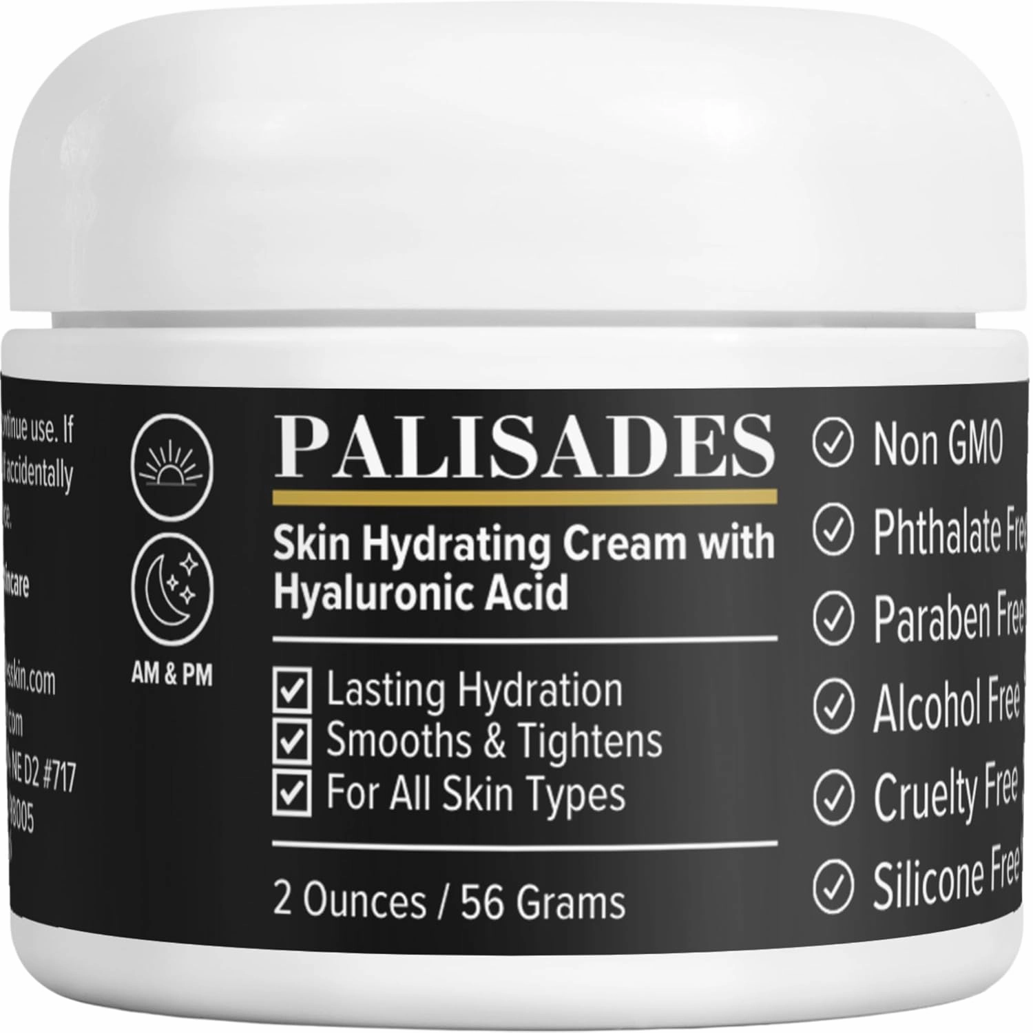 Hydrating Skin Cream with Hyaluronic Acid - Moisturizing & Anti-Aging Face Cream for Dryness, Smooths & Tightens - Long Lasting Hydration for All Skin Types, 2 Ounces 30 Day Supply, Paraben Free