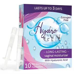 Hydro GYN Vaginal Moisturizer | Long Lasting for Vaginal Dryness & Irritation | Hyaluronic Acid & Vitamin E | Feminine Care Hormone Free | Pre and Post Menopausal I 10 Pre Filled Applicators