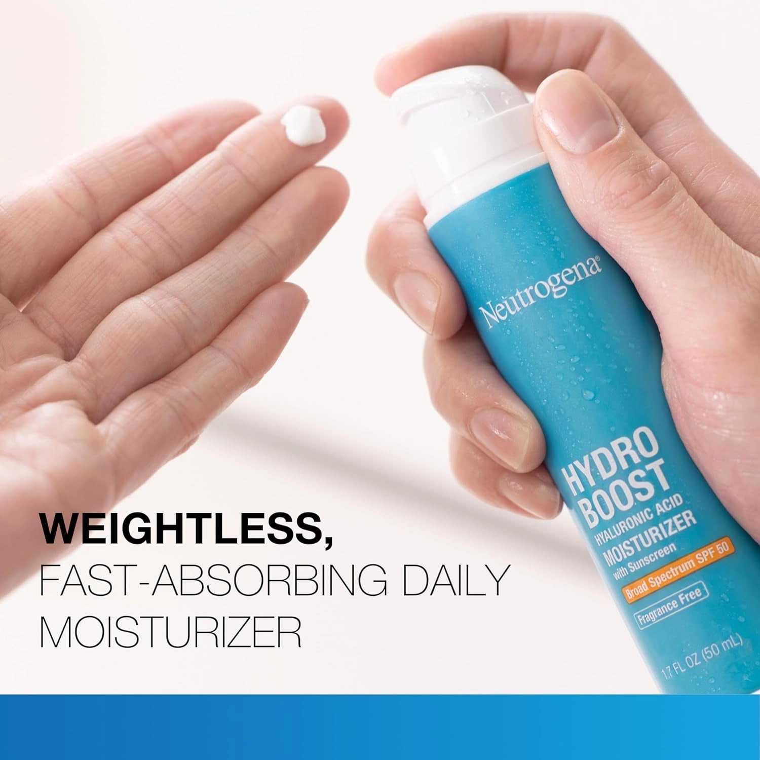 Hydro Boost Hyaluronic Acid Facial Moisturizer with Broad Spectrum SPF 50 Sunscreen, Daily Water Gel Face Moisturizer to Hydrate & Soothe Dry Skin, Fragrance-Free, 1.7 Fl. Oz