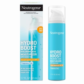 Hydro Boost Hyaluronic Acid Facial Moisturizer with Broad Spectrum SPF 50 Sunscreen, Daily Water Gel Face Moisturizer to Hydrate & Soothe Dry Skin, Fragrance-Free, 1.7 Fl. Oz