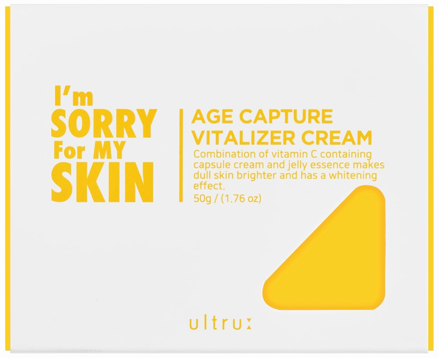 I'M SORRY FOR MY SKIN Age Capture Facial Cream, Korean Skin Care Moisturizer for Face and Neck with Hyaluronic Acid, Anti-Aging, Wrinkle Gel-Cream for Women (Yellow - Vitalizer Cream, 1.76 oz)