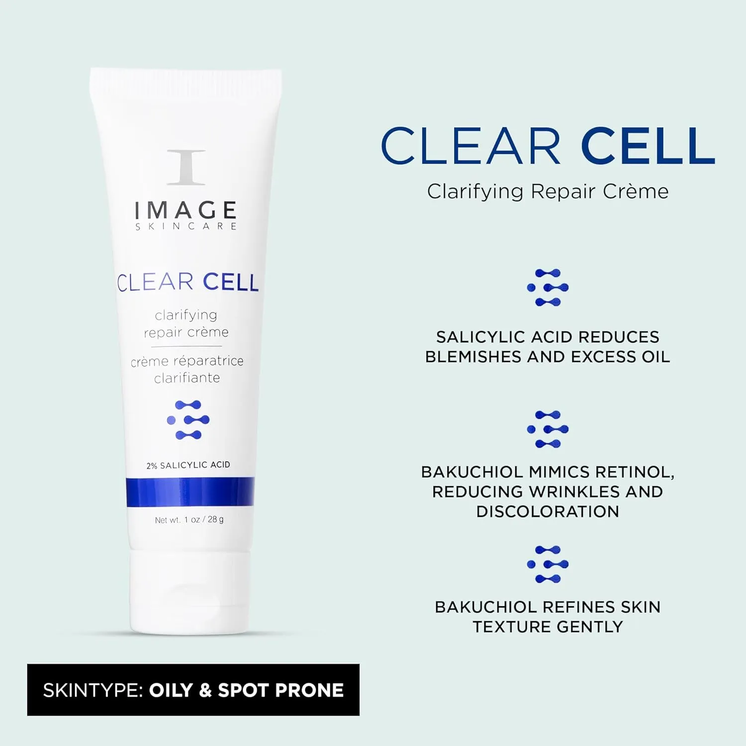 IMAGE Skincare, CLEAR CELL Clarifying Repair Crème, Face Night Cream Gel Moisturizer for Oily Prone Skin