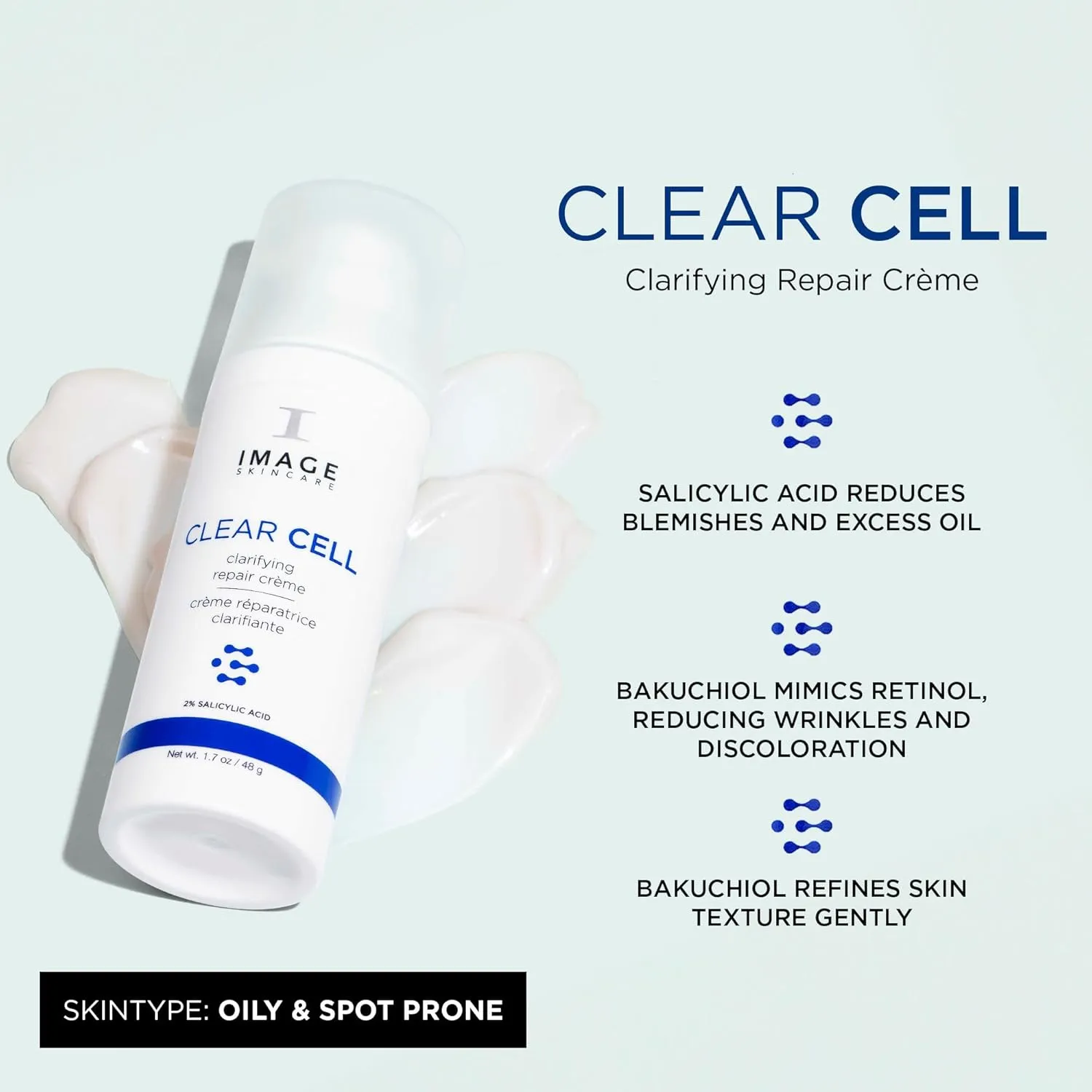 IMAGE Skincare, CLEAR CELL Clarifying Repair Crème, Face Night Cream Gel Moisturizer for Oily Prone Skin