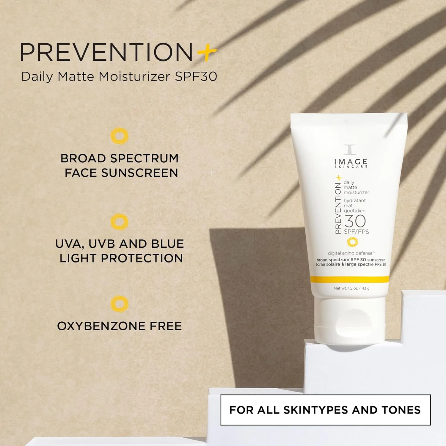 IMAGE Skincare, PREVENTION  Daily Matte Moisturizer SPF 30, Zinc Oxide Mattifying Face Sunscreen Lotion, Amazon Exclusive