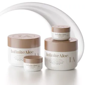 InfiniteAloe Complete Skin Care, Aloe Vera Powered Face and Body Cream for Dry Skin Relief, Fragrance Free - 2 Large Jar 8 oz & 2 Travel Jar 0.5 oz