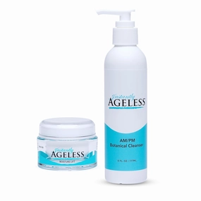Instantly Ageless SkinCare Daily Radiance Duo - AM/PM Botanical Cleanser & Daily Moisturizer - Hydrating Face Wash with Glycolic Acid & Anti-Aging Moisturizer with Sodium Hyaluronate - All Skin Types