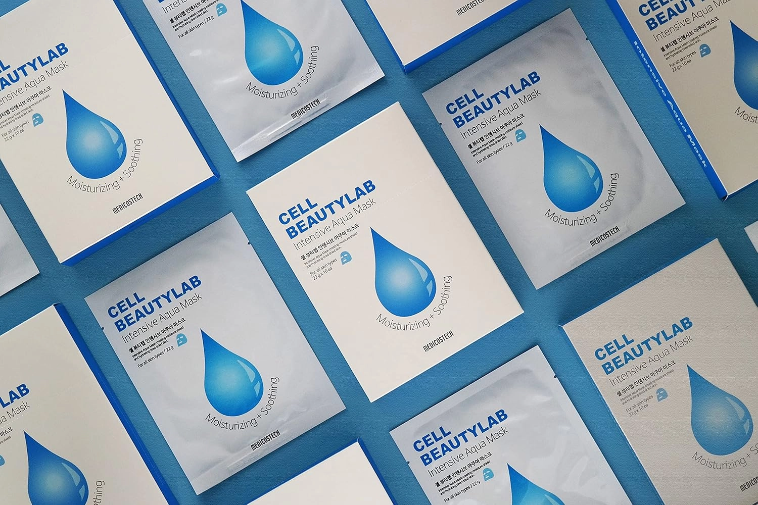 Intensive Aqua Mask 20 Pack｜Hydrating, Moisturizing and Soothing Face Sheet Mask for All Skin Types｜With Hyaluronic Acid, Panthenol, Shea Butter, Jojob Oil, Witch Hazel