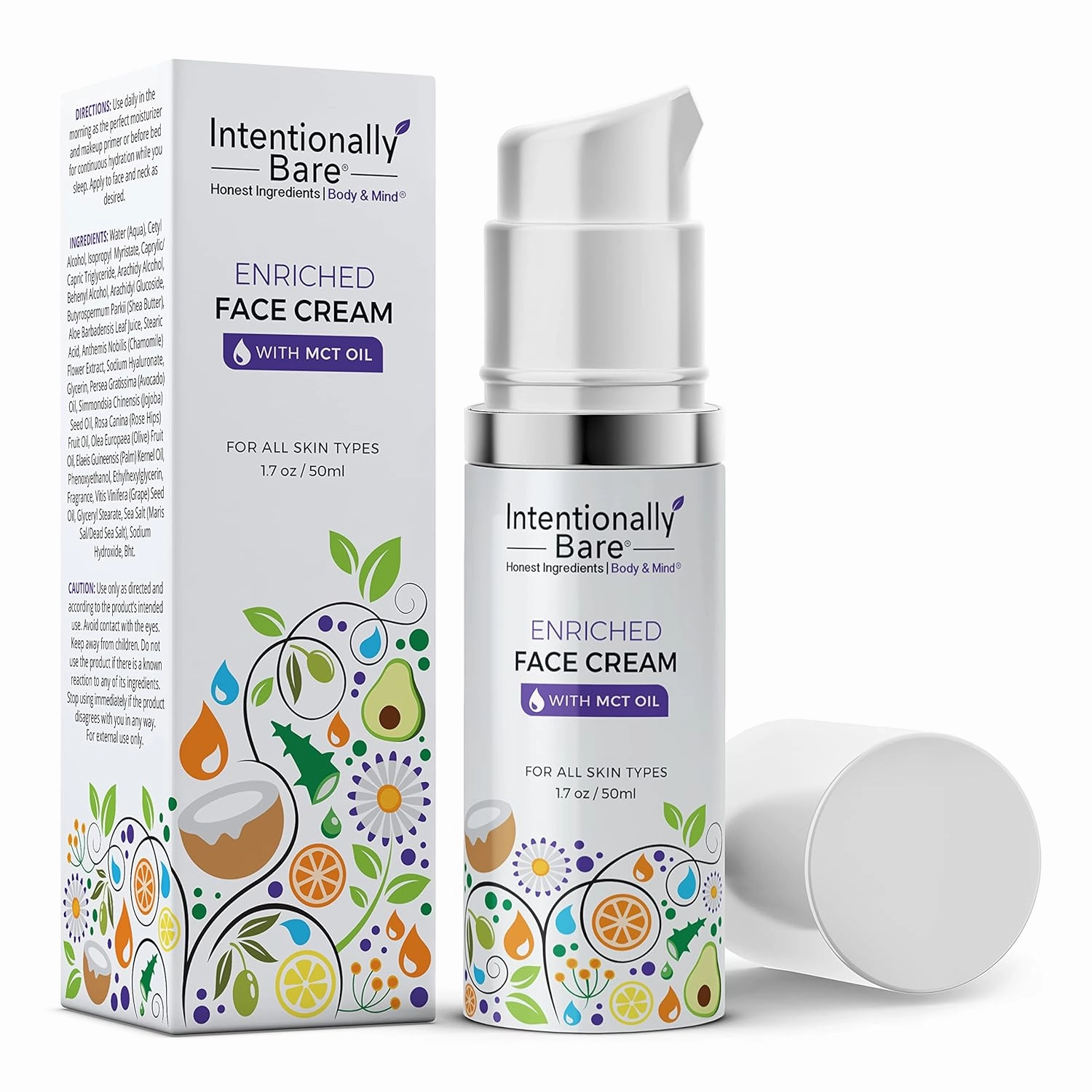 Intentionally Bare Enriched Moisturizer Face Cream - Wrinkle Cream with MCT Oil - Non-Greasy Collagen Moisturizer for Face Fine Lines & Dry Skin - Hydrating Face Cream Anti Aging for All Skin Types