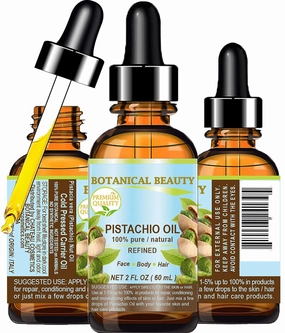 Italian PISTACHIO OIL Pistacia vera 100% Pure Natural Refined 2 Fl.oz.- 60 ml for for Face, Skin, Body, Hair, Lip, Nails. Rich in vitamin E by Botanical Beauty
