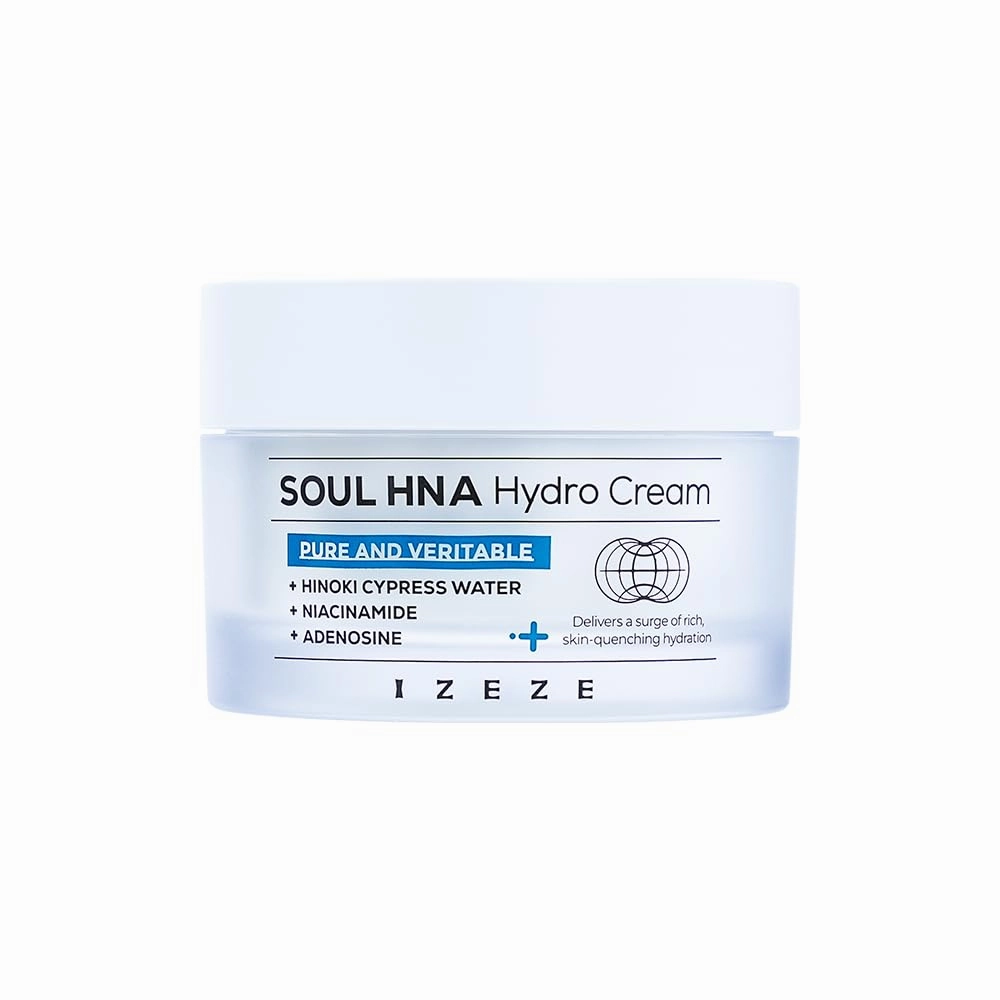 IZEZE Soul HNA Hydro Cream 1.69 fl.oz, 50ml | Hyaluronic Acid Moisturizer Face Cream, Cypress Water, Korean Skin Care For Dry Skin