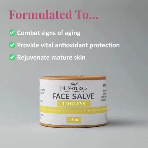 J&L Naturals Sustainable Face Salve & Anti Aging Cream for Dry, Mature Skin | Organic Ingredients, 100% Natural, Eco-Friendly | Cruelty Free, Vegan, Paraben Free (1-Pack)