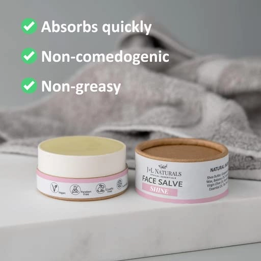 J&L Naturals Sustainable Face Salve Moisturizer for Combination Skin & Oily Skin | Organic Ingredients, 100% Natural | Cruelty Free, Vegan, Paraben Free (1-Pack) (Shine, 1.5 Oz (Pack of 2))