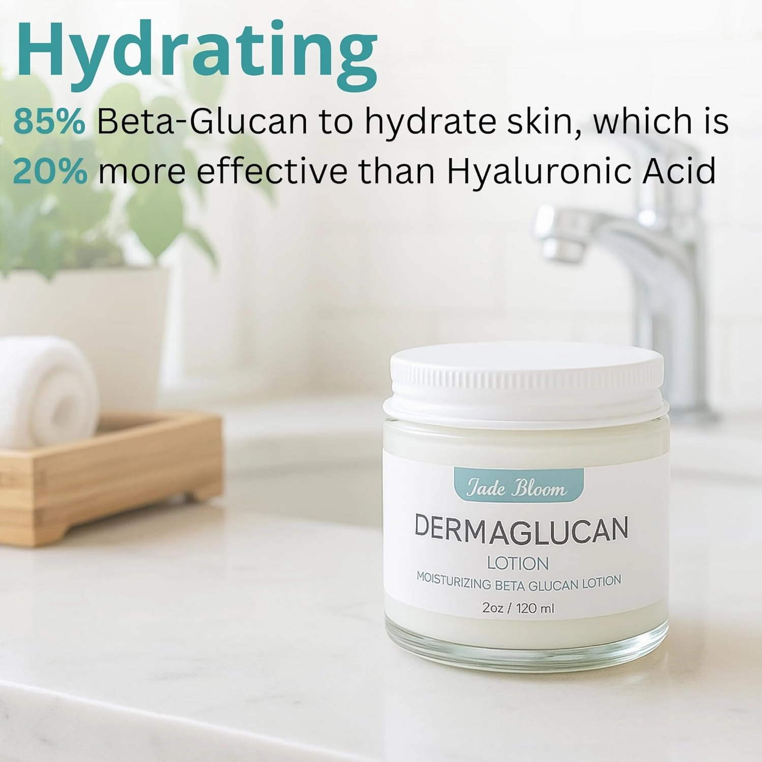 JADE BLOOM Dermaglucan Beta Glucan Cream Lotion Moisturizer Skincare | Daily Hydrating Face & Body Hydration, (2oz)