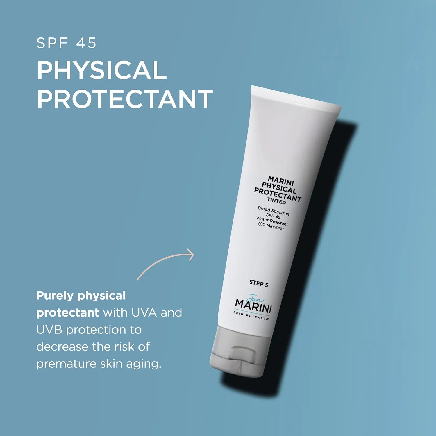 Jan Marini Skin Research Physical Protectant Tinted SPF 45 - Daily Face Protectant Product - Tinted SPF Facial Sunscreen - Sunscreen Aids Against Visible Wrinkles - Light to Medium Skin Tones - 2 oz