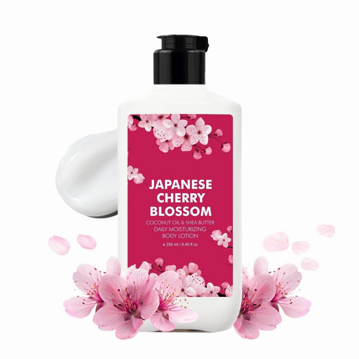 Japanese Cherry Blossom Body Lotion 250ml | Hydrating Body Moisturizer for Dry Skin | Infused with Jojoba Oil, Shea Butter & Vitamin E | Non-Greasy Skin Care