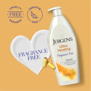 Jergens Hand and Body Lotion, Ultra Healing Dry Skin Moisturizer, Fragrance Free Lotion, Sensitive Skin Lotion, 21 Oz (Pack of 2)
