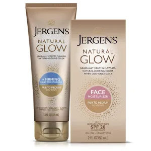 Jergens Natural Gradual Glow Bundle Pack: Daily Moisturizer  Firming 7.5fl oz and SPF20 Face Moisturizer 2fl oz, Fair to Medium