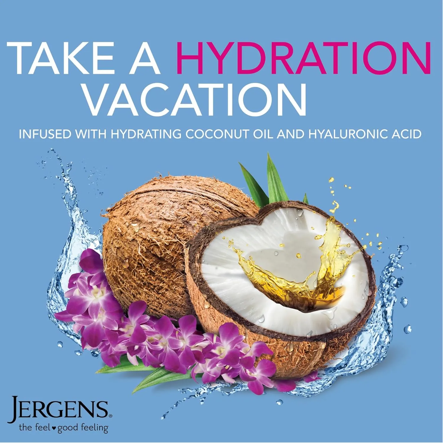 Jergens Wet Skin Body Moisturizer with Coconut Oil, In Shower Lotion for Dry Skin, Fast-Absorbing, Non-Sticky, Dermatologist Tested, 10 Oz, Pack of 3