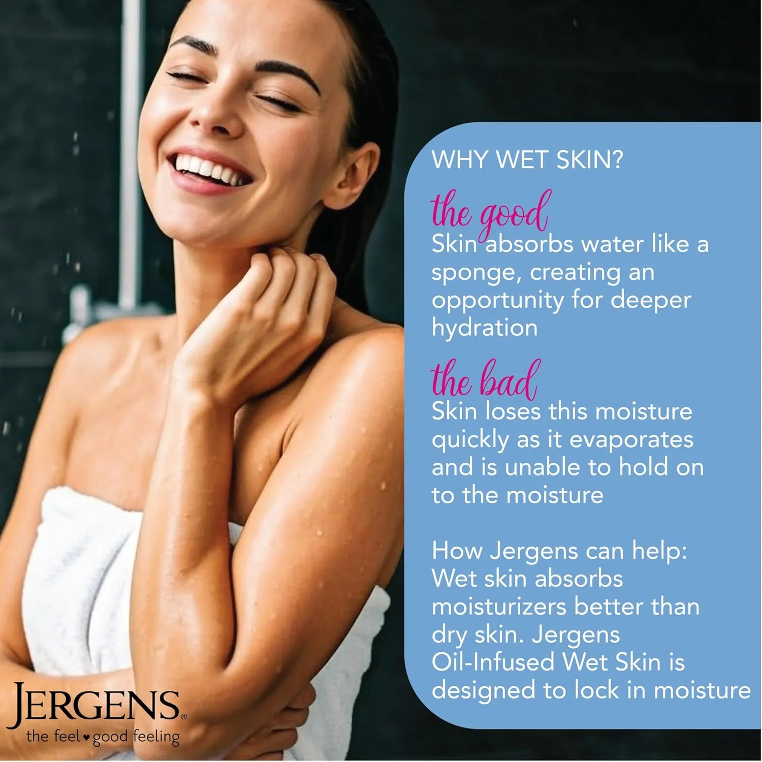 Jergens Wet Skin Body Moisturizer with Coconut Oil, In Shower Lotion for Dry Skin, Fast-Absorbing, Non-Sticky, Dermatologist Tested, 10 Oz, Pack of 3