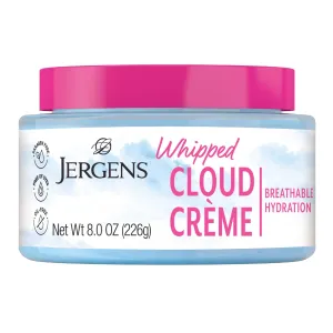 Jergens Whipped Moisturizing Cream, Body and Face Moisturizer for Dry Skin with Hyaluronic Complex, Breathable Non-Greasy Hydration, Dermatologist Tested, Paraben and Dye Free, 8 Ounce