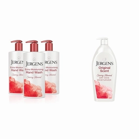Jergens Extra Moisturizing Hand Soap, Liquid Hand Soap Dispenser Cherry Almond Scent & Original Scent Dry Skin Lotion, Body and Hand Moisturizer for Long Lasting Skin Hydration