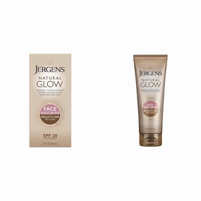 Jergens Natural Glow Self Tanner Face Moisturizer, SPF 20 Facial Sunscreen & Natural Glow Self Tanner Lotion, Daily Sunless Fake Tanning, Medium to Deep Skin Tone