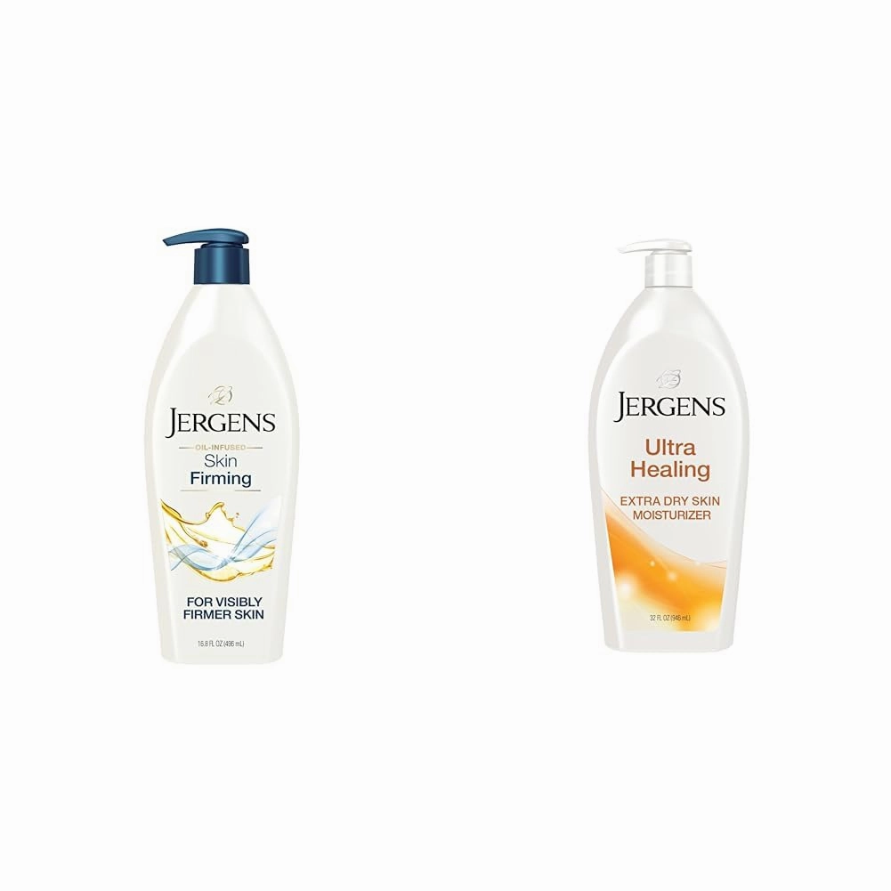 Jergens Skin Firming Body Lotion for Dry to Extra Dry Skin, Skin Tightening Cream & Ultra Healing Dry Skin Moisturizer, Body and Hand Lotion for Dry Skin