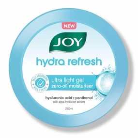 Jooy Hydra Refresh Ultra-Light Gel | 48 Hours Hydration | Oil Free Moisturiser | with Hyaluronic Acid | Super Light Gel for Oily, Dry & Combination Skin | For Face & Body, 250ml