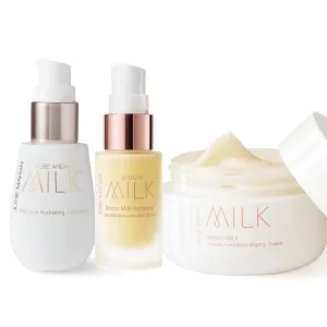 Josie Maran Argan Milk For All - 3-Piece Ritual Includes Intensive Hydrating Treatment, Accelerated Renewal Drops and Intense Hyration Night Cream (3 Count)