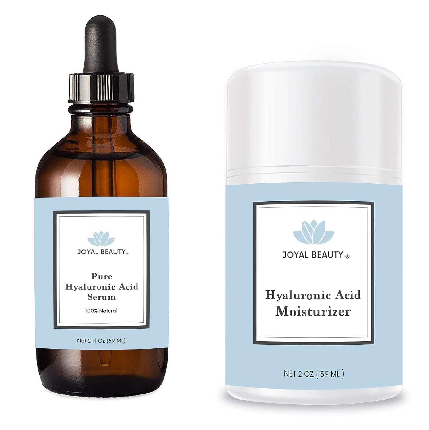 JOYAL BEAUTY Hyaluronic Acid Serum 2oz and Hyaluronic Acid Vitamin C E Face Eye Cream Gel Moisturizer