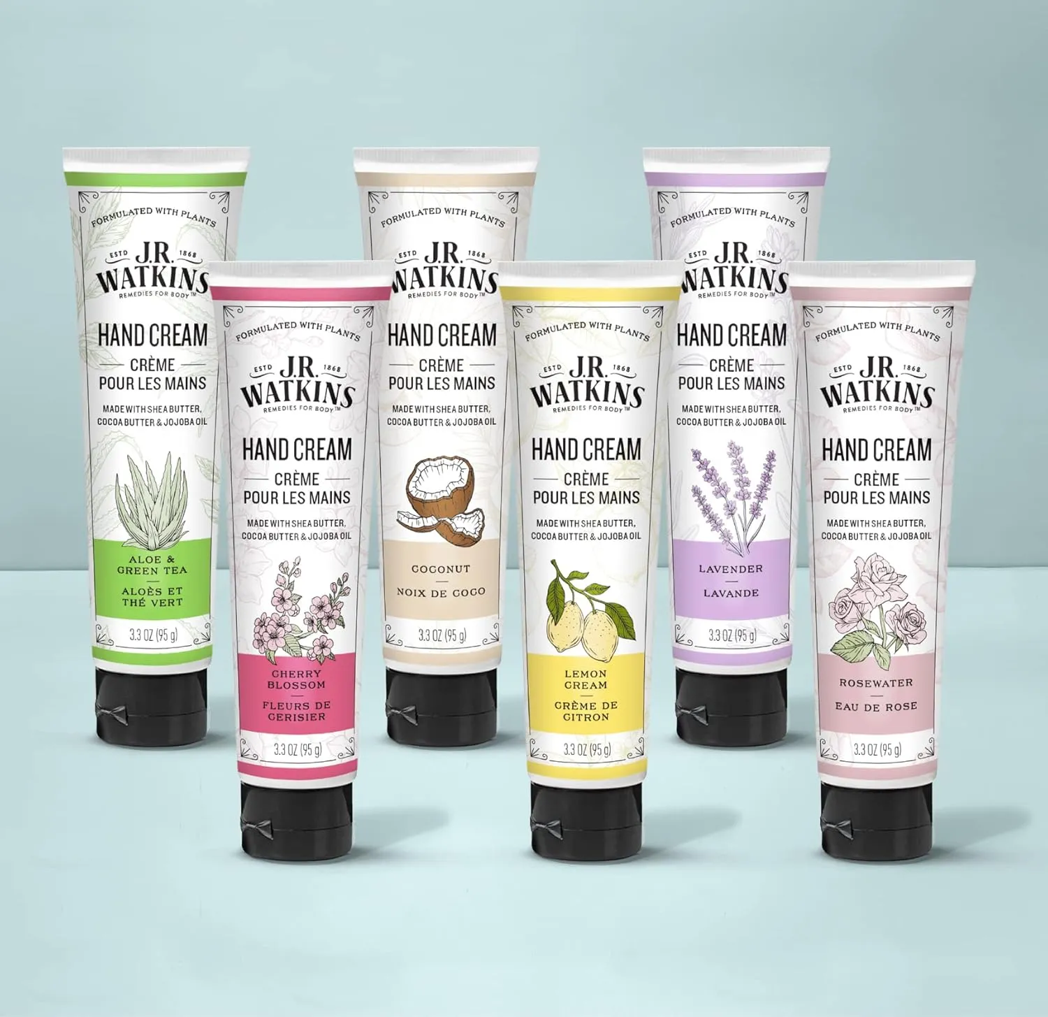 J.R. Watkins Natural Moisturizing Hand Cream, Hydrating Hand Moisturizer with Shea Butter, Cocoa Butter, and Avocado Oil, Cruelty Free, 3.3oz, Coconut, 3 Pack