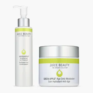 Juice Beauty Green Apple Age Defy Moisturizer (60 mL)   Brightening Gel Cleanser (133 mL) - Vegan, Cruelty Free