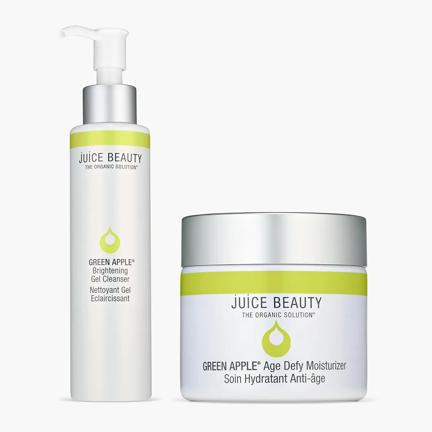 Juice Beauty Green Apple Age Defy Moisturizer (60 mL)   Brightening Gel Cleanser (133 mL) - Vegan, Cruelty Free