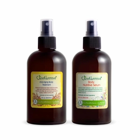 Just Nutritive Anti-Aging Body Treatment & Body Nutritive Serum | Moisturizer Duo for Crepey Skin, Stretch Marks, Age Spots & Dryness | Hydrating Plant Oils | Natural, Vegan Skincare | 2-Pack