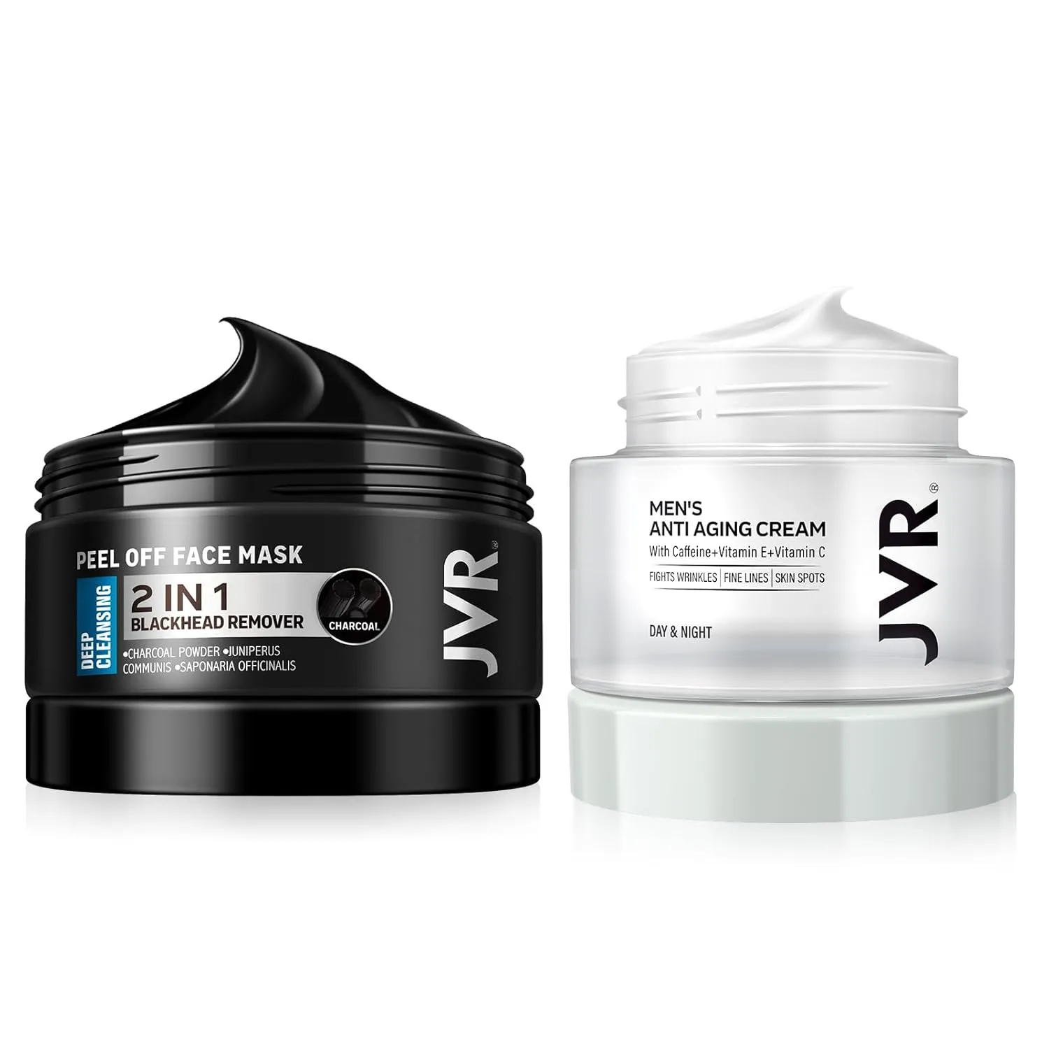 JVR Blackhead Remover Mask and Men's Face Moisturizer Cream Anti-Aging Cream For Men, Charcoal Peel Off Black Mask, Facial Mask Purifying and Deep Cleansing for All Skin Types