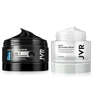 JVR Blackhead Remover Mask and Men's Face Moisturizer Cream Anti-Aging Cream For Men, Charcoal Peel Off Black Mask, Facial Mask Purifying and Deep Cleansing for All Skin Types