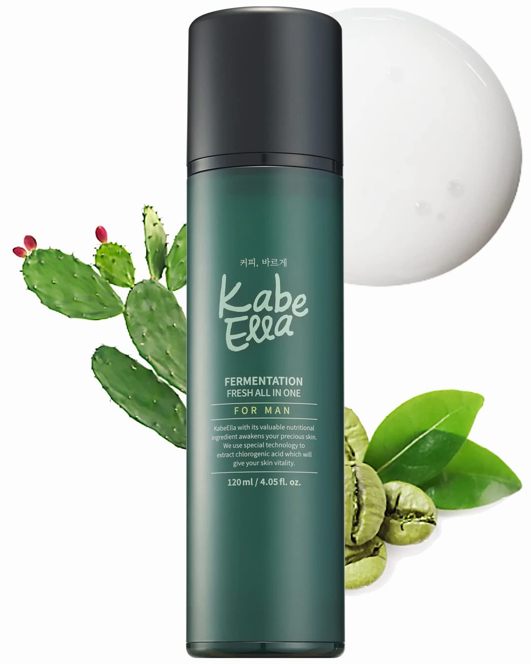 KabeElla Fermentation Fresh All-in-One for Men, Anti-Aging Facial Moisturizer with Green Coffee Bean Extract & Panthenol, Face Lotion for Sebum Care, Soothing, Nourishing After Shave, 4.05 fl.oz.