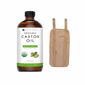 Kate Blanc Cosmetics Castor Oil Pack Wrap (16oz Glass Bottle Included) Moisturize Body and Skin. Reusable, Comfortable Fit, Adjustable