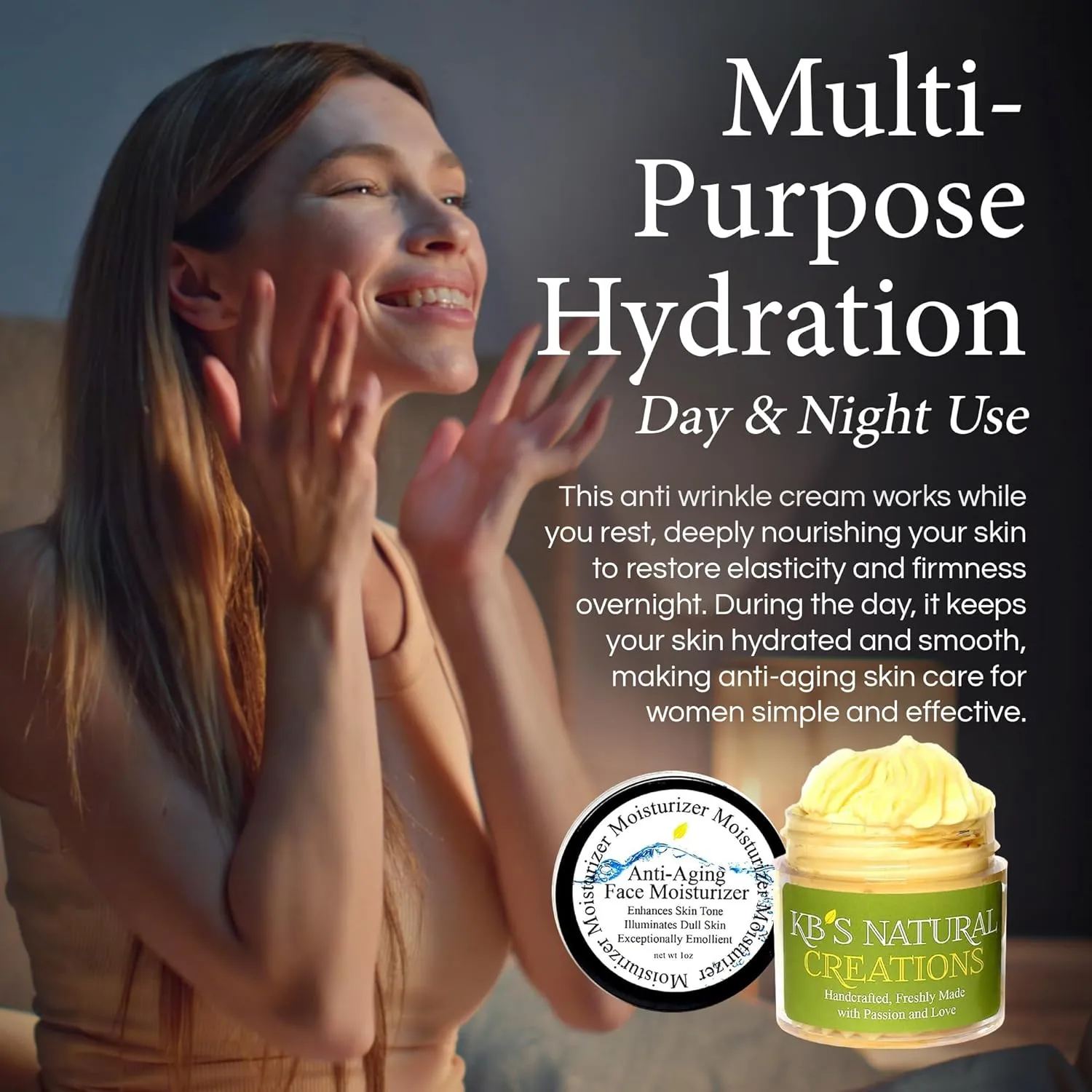 KBs Natural Creation Anti-Aging Face Moisturizer - Fine Lines and Wrinkles Skin Care, Multifunctional Anti Aging Face Cream, Facial Skin Care Products for All Skin Type, Citrus Orange, 1oz