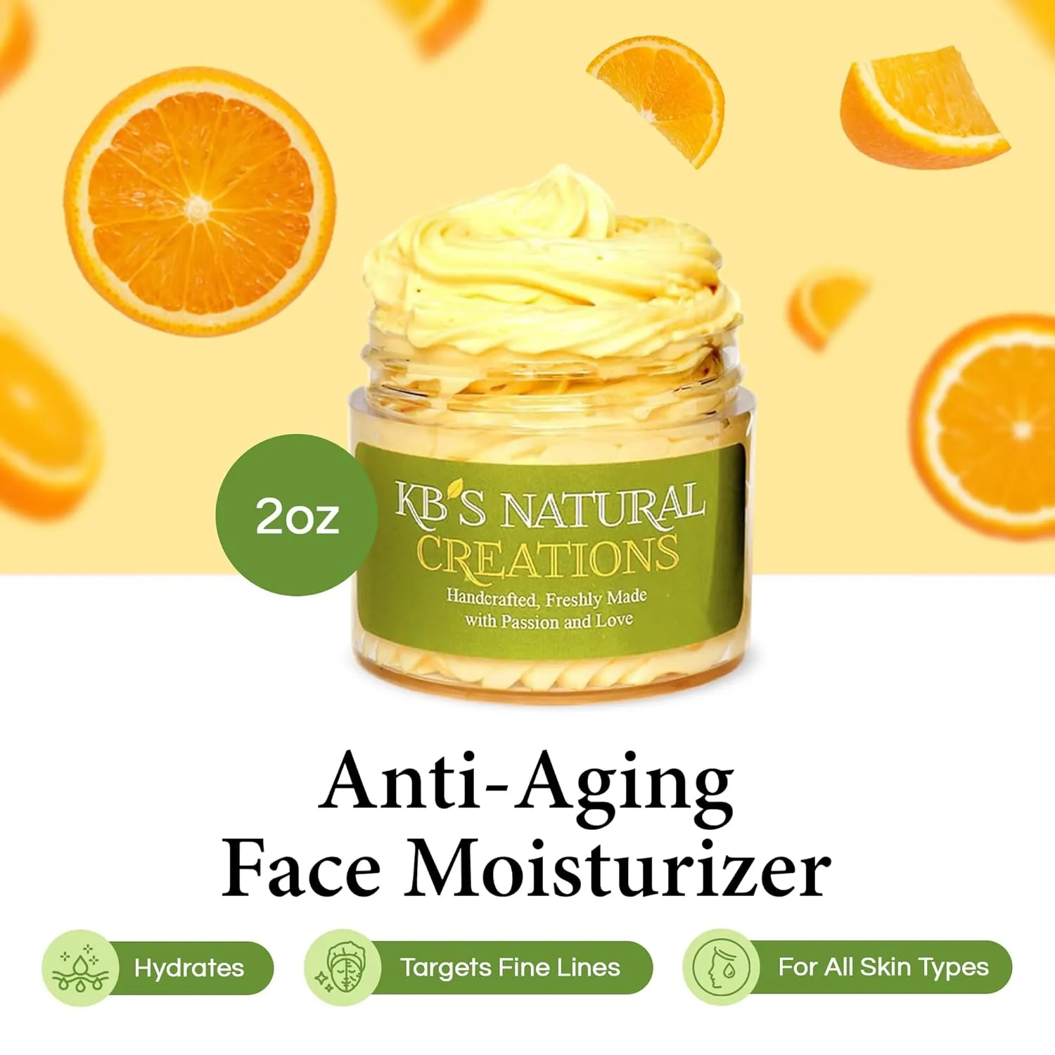KBs Natural Creation Anti-Aging Face Moisturizer - Fine Lines and Wrinkles Skin Care, Multifunctional Anti Aging Face Cream, Facial Skin Care Products for All Skin Type, Citrus Orange, 2oz