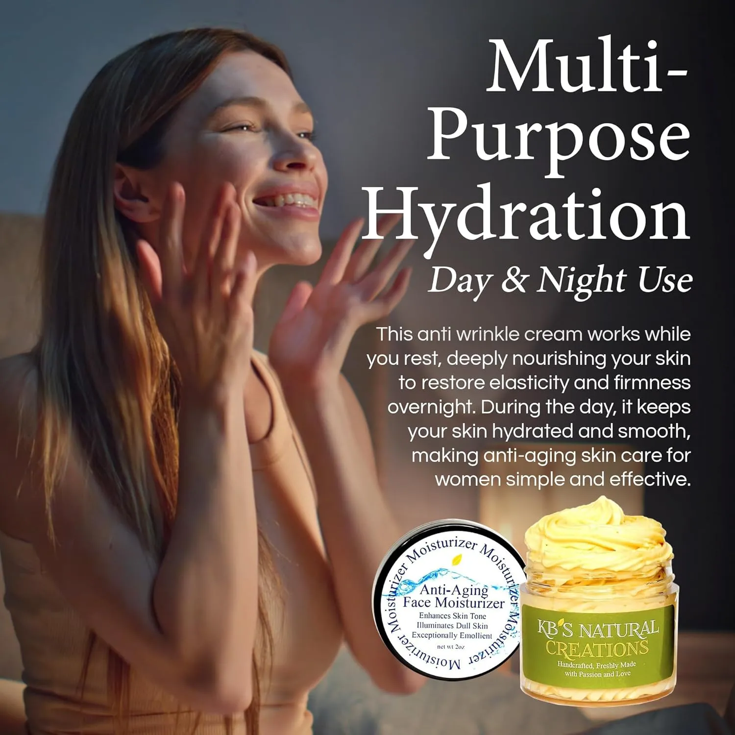 KBs Natural Creation Anti-Aging Face Moisturizer - Fine Lines and Wrinkles Skin Care, Multifunctional Anti Aging Face Cream, Facial Skin Care Products for All Skin Type, Citrus Orange, 2oz