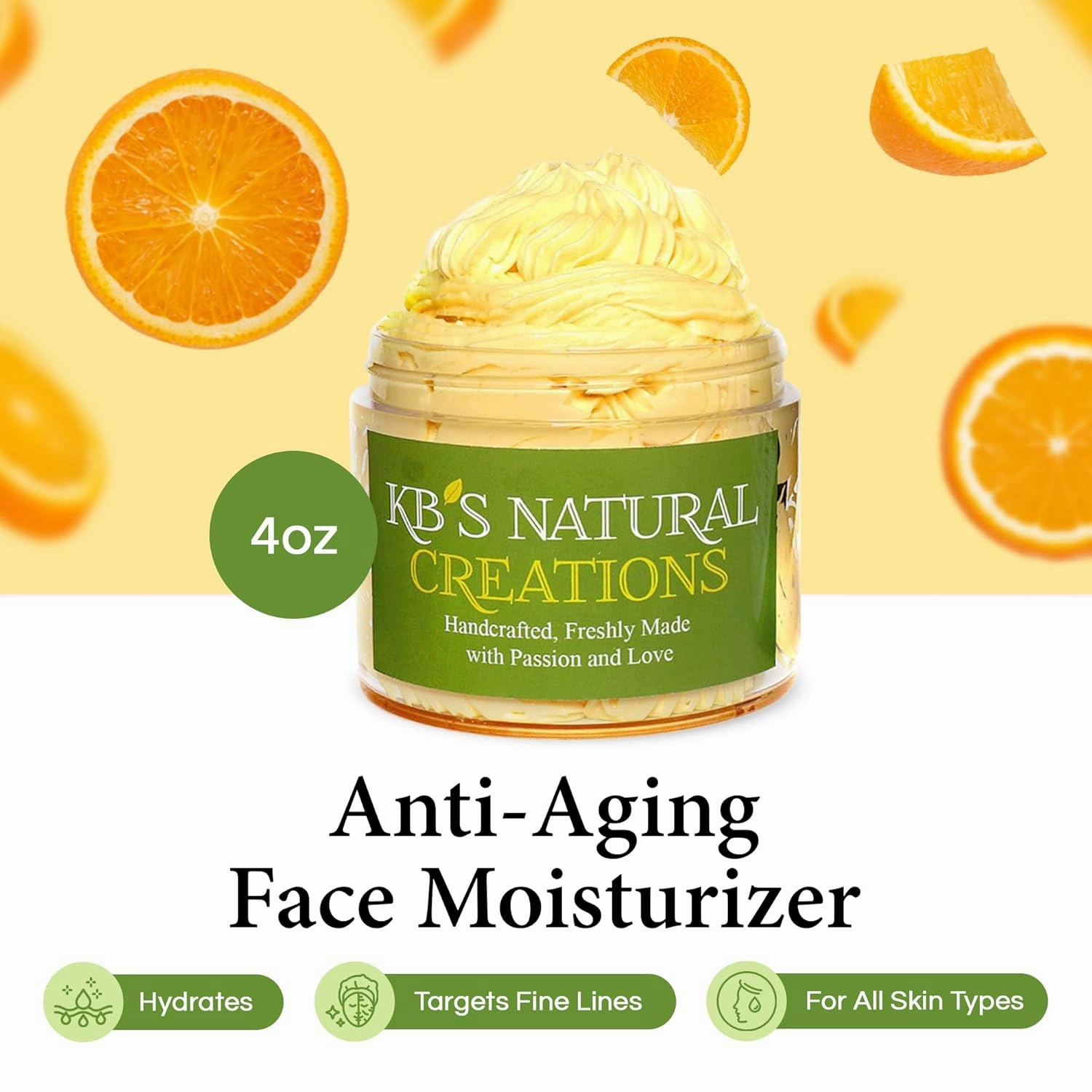 KBs Natural Creation Anti-Aging Face Moisturizer - Fine Lines and Wrinkles Skin Care, Multifunctional Anti Aging Face Cream, Facial Skin Care Products for All Skin Type, Citrus Orange, 4oz