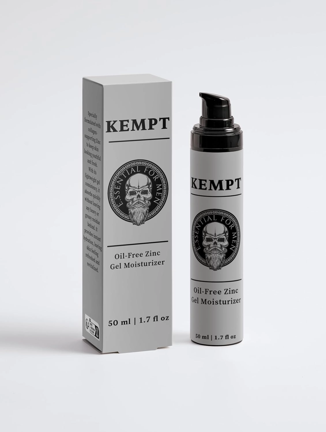 KEMPT Oil-Free Zinc Gel Moisturizer for Men, Collagen Supporting Formula, Hydrating and Revitalizing, Lightweight Gel, 1.7 fl oz