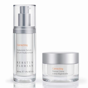 Kerstin Florian Correcting Hyaluronic Serum | Correcting Rescue Creme Set | Moisturizing Anti Aging Serum for Hydration | Healing Moisturizer with Shea Butter and Vitamin E Duo